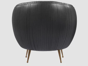 souffle chair ruched leather onyx by kelly wearstler collection 3D Model
