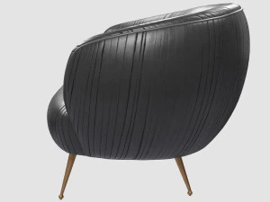 souffle chair ruched leather onyx by kelly wearstler collection 3D Model