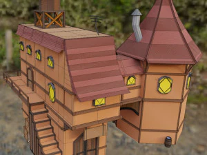 дом с башней 3d 3D Модель