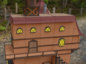 house with tower 3d 3D-Modell
