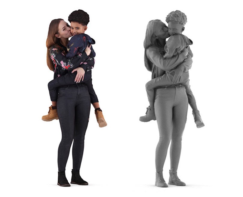 Fabienne Percy Posed 001 3d Mother And Child Standing Free 3d