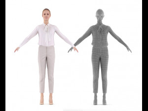 claudia rigged 002 - rigged 3d business woman Modello 3D