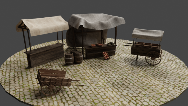 medieval marketplace Modello 3D .c4d .max .obj .3ds .fbx .stl .blend 