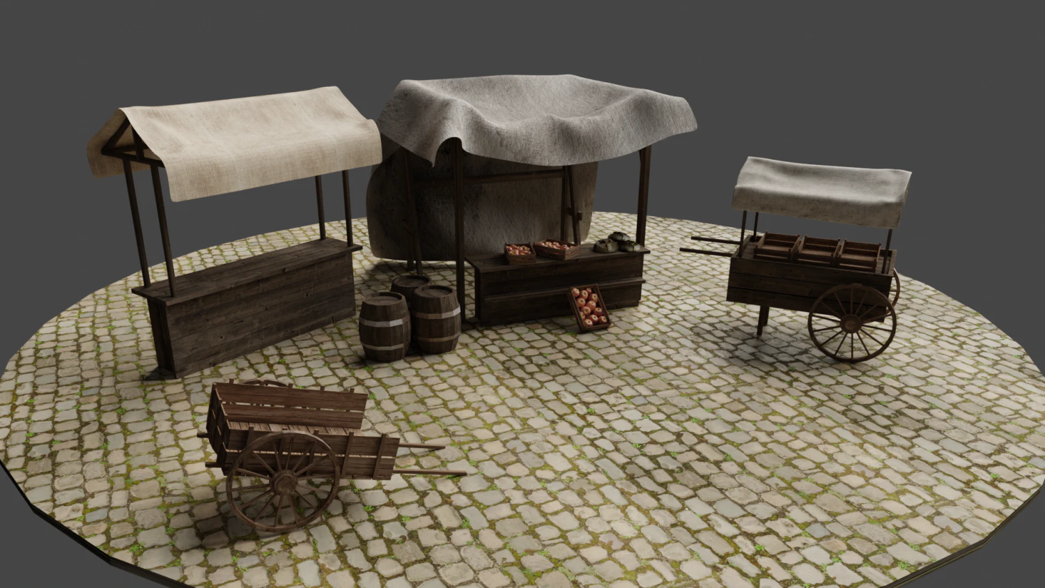 medieval marketplace 3D Model .c4d .max .obj .3ds .fbx .stl .blend 