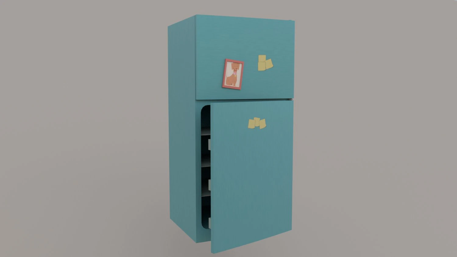 Cartoon Fridge 3D Model .c4d .max .obj .3ds .fbx .stl .blend