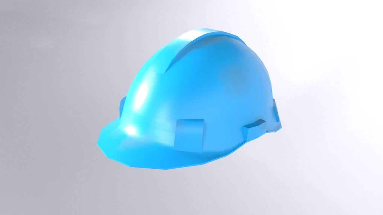 Blue Safety Helmet Low Poly 3D Model .c4d .max .obj .3ds .fbx .stl .blend