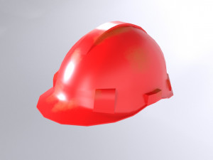 Red Safety Helmet Low Poly 3D Model