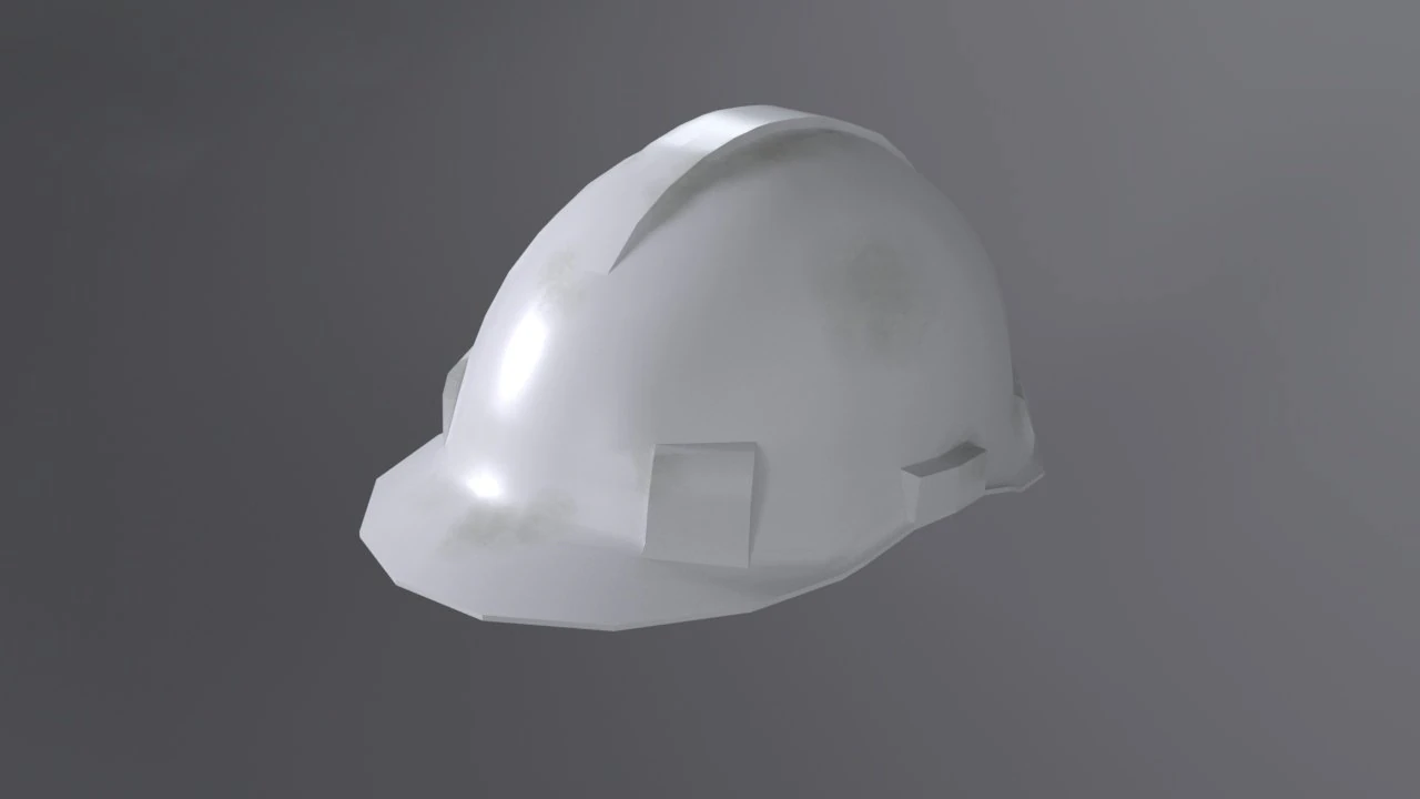 White Safety Helmet Low Poly 3D Model .c4d .max .obj .3ds .fbx .stl .blend