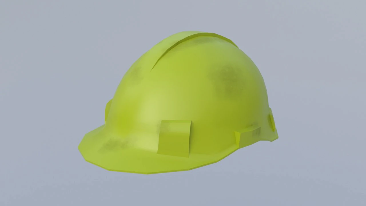 Yellow Safety Helmet Low Poly 3D Model .c4d .max .obj .3ds .fbx .stl .blend 