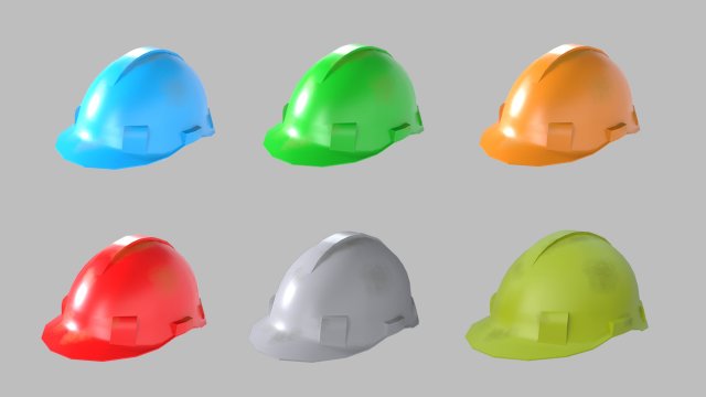 Safety Helmet Pack Low Poly 3D Model .c4d .max .obj .3ds .fbx .stl .blend 