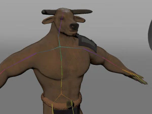 Minotaur and Fire axe 3D Model