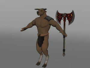 Minotaur and Fire axe 3D Model