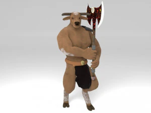 Minotaur and Fire axe 3D Model