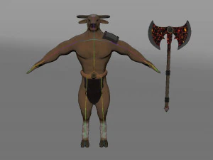 Minotaur and Fire axe 3D Model