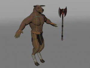 Minotaur and Fire axe 3D Model
