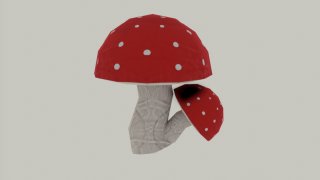 low poly mushroom fly agaric in blender 3D Model .c4d .max .obj .3ds .fbx .stl .blend 