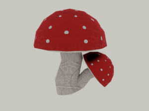 low poly mushroom fly agaric in blender 3D Модель