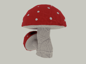 low poly mushroom fly agaric in blender 3D Model