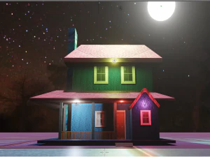 realistic living house i night-day environment house i both for 10 3D Model