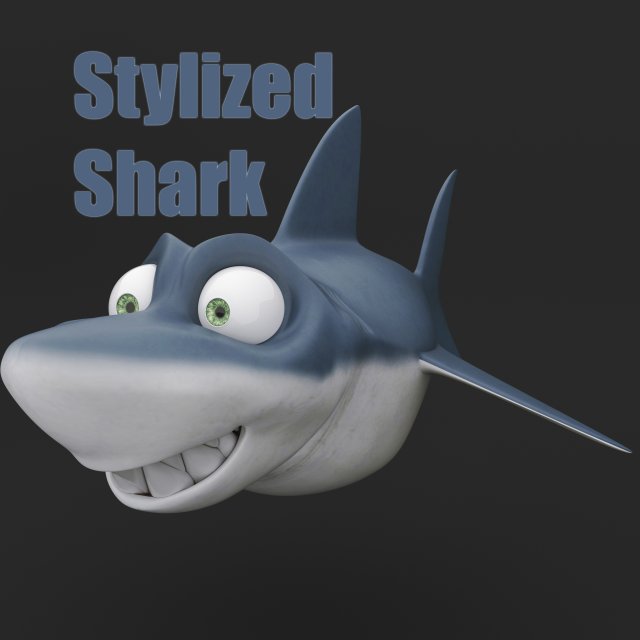 stylized shark character 3D 모델 .c4d .max .obj .3ds .fbx .stl .blend 