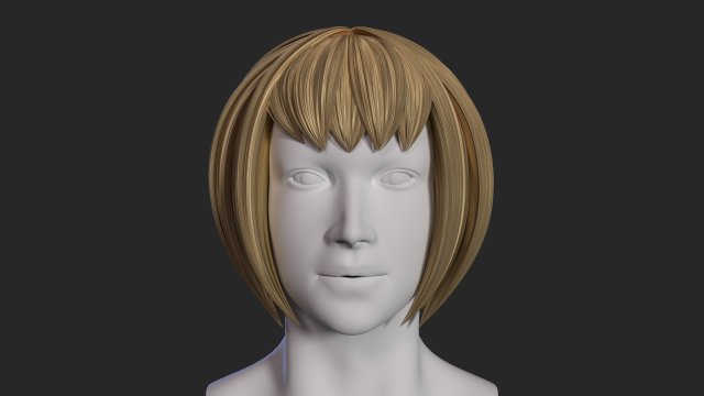 stylized female hair 3D Модель .c4d .max .obj .3ds .fbx .stl .blend