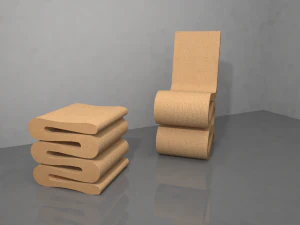 wiggle side chair and wiggle stool 3D Model