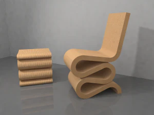 wiggle side chair and wiggle stool 3D Model