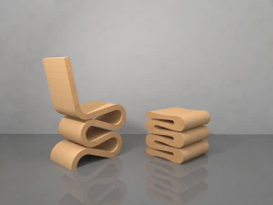 wiggle side chair and wiggle stool 3D Model