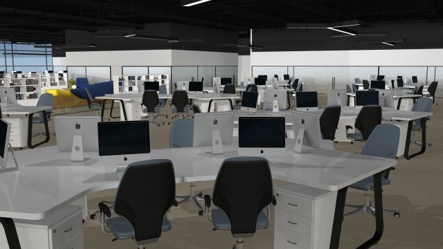 modern simple office Model 3D .c4d .max .obj .3ds .fbx .stl .blend 