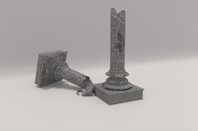 old broken column Model 3D .c4d .max .obj .3ds .fbx .stl .blend 