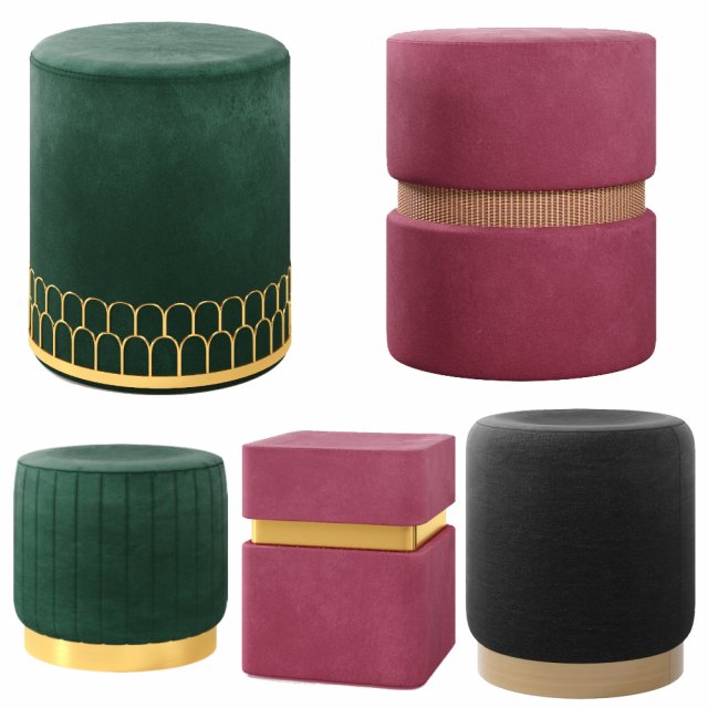poufs vol1- velvet poufs Modelo 3D .c4d .max .obj .3ds .fbx .stl .blend 