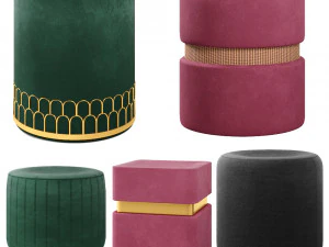 poufs vol1- оксамитові пуфи 3D Модель