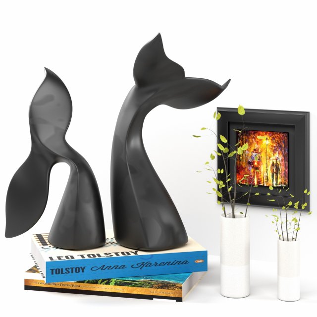 decor set no1 - by 2 piece black menendez whale Modelo 3D .c4d .max .obj .3ds .fbx .stl .blend 