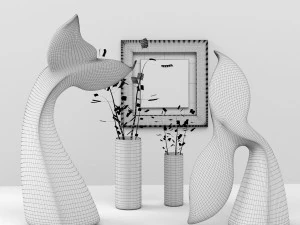 decor set no1 - by 2 piece black menendez whale 3D Model