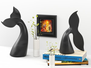 decor set no1 - by 2 piece black menendez whale Modelo 3D