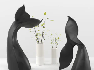 decor set no1 - by 2 piece black menendez whale 3D Model