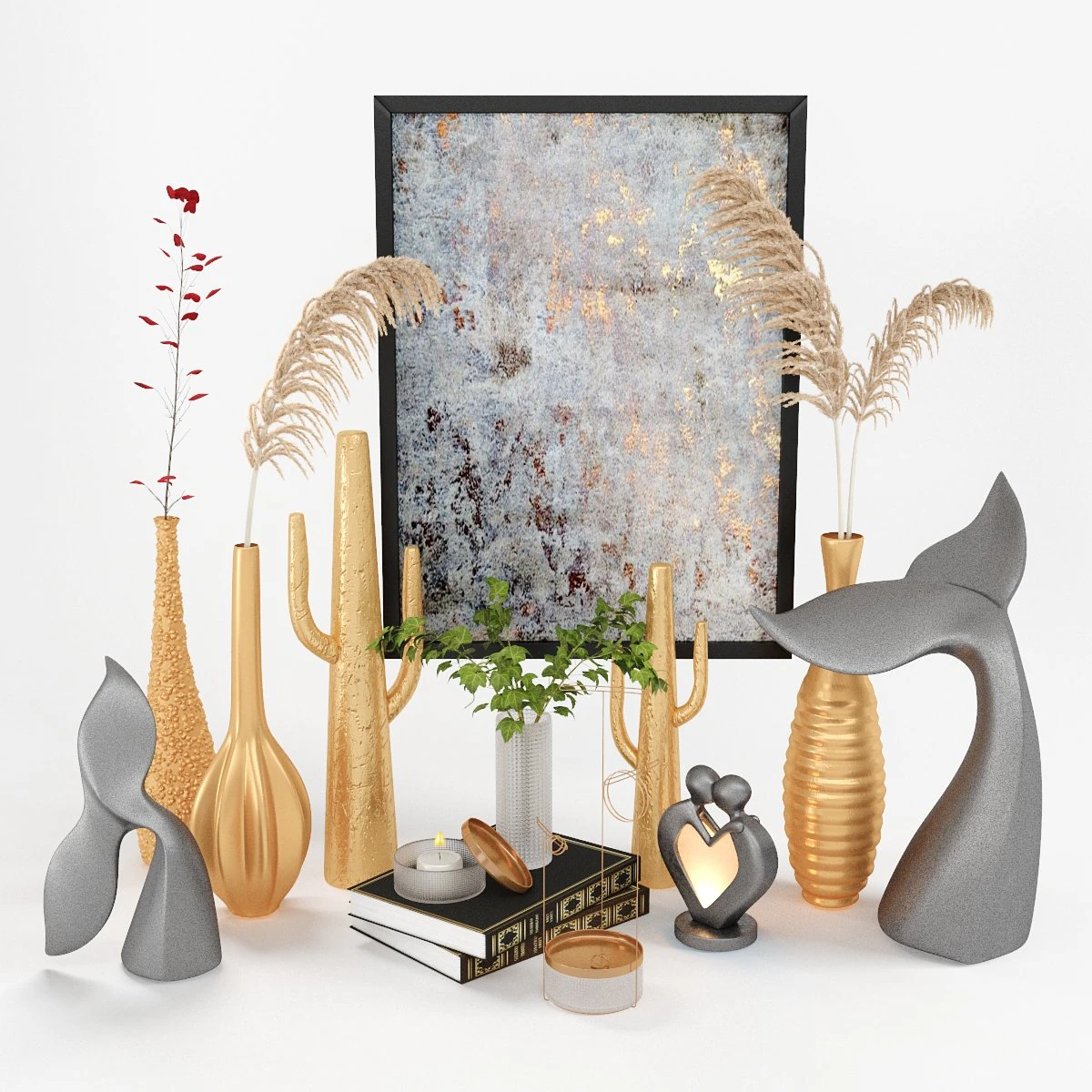 decor set no2 - by metal saguaro cactus sculpture 3D Model .c4d .max .obj .3ds .fbx .stl .blend
