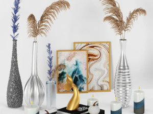 장식 세트 no3 - 클린 슬레이트 향 기둥 캔들 3D 모델