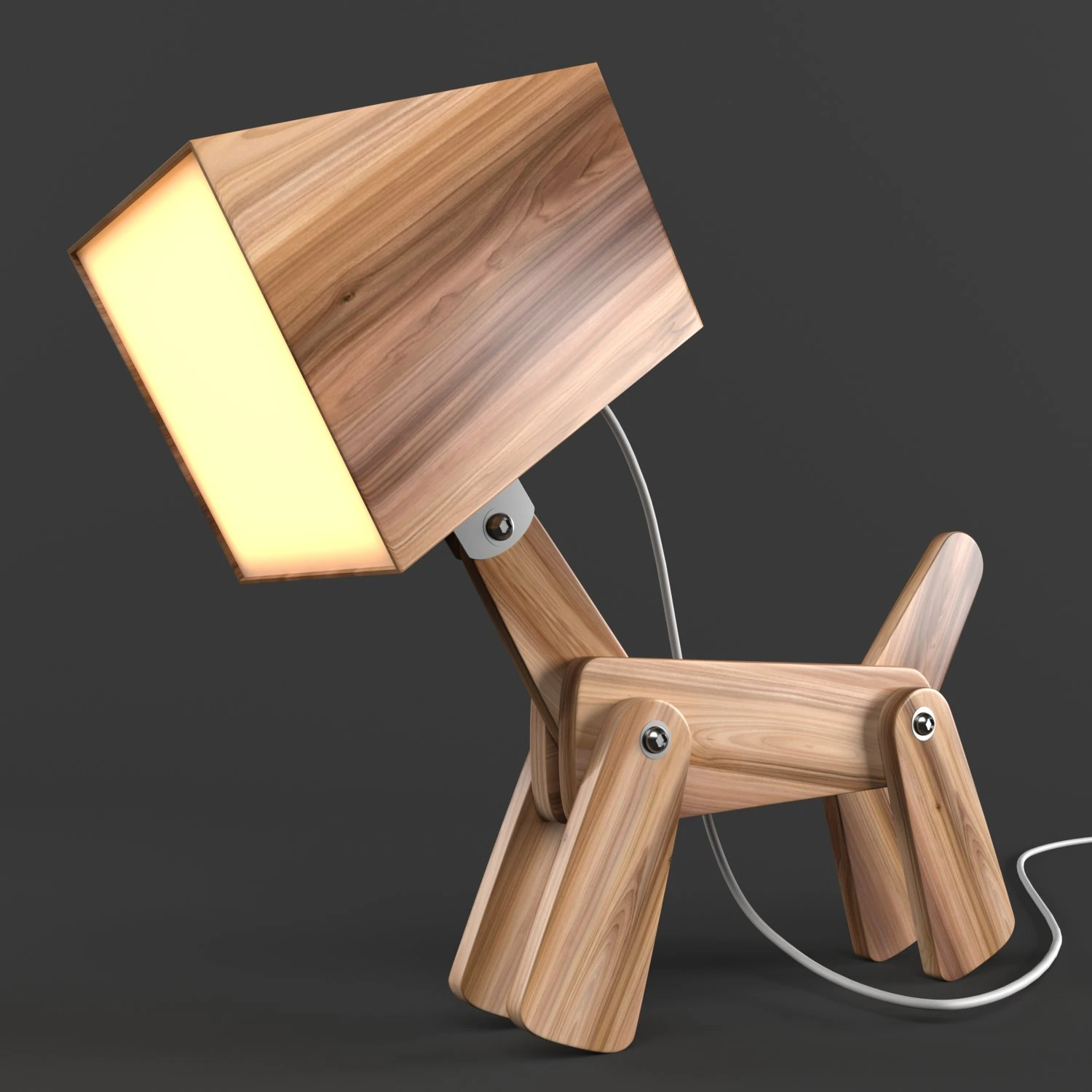 dogi adjustable wooden table lamp 3D Model .c4d .max .obj .3ds .fbx .stl .blend 