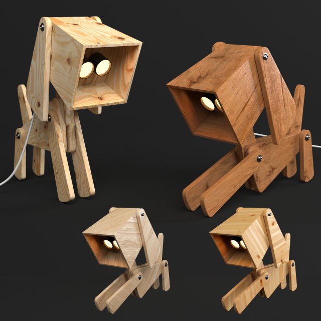 dogi adjustable wooden table lamp 3D 模型 .c4d .max .obj .3ds .fbx .stl .blend 
