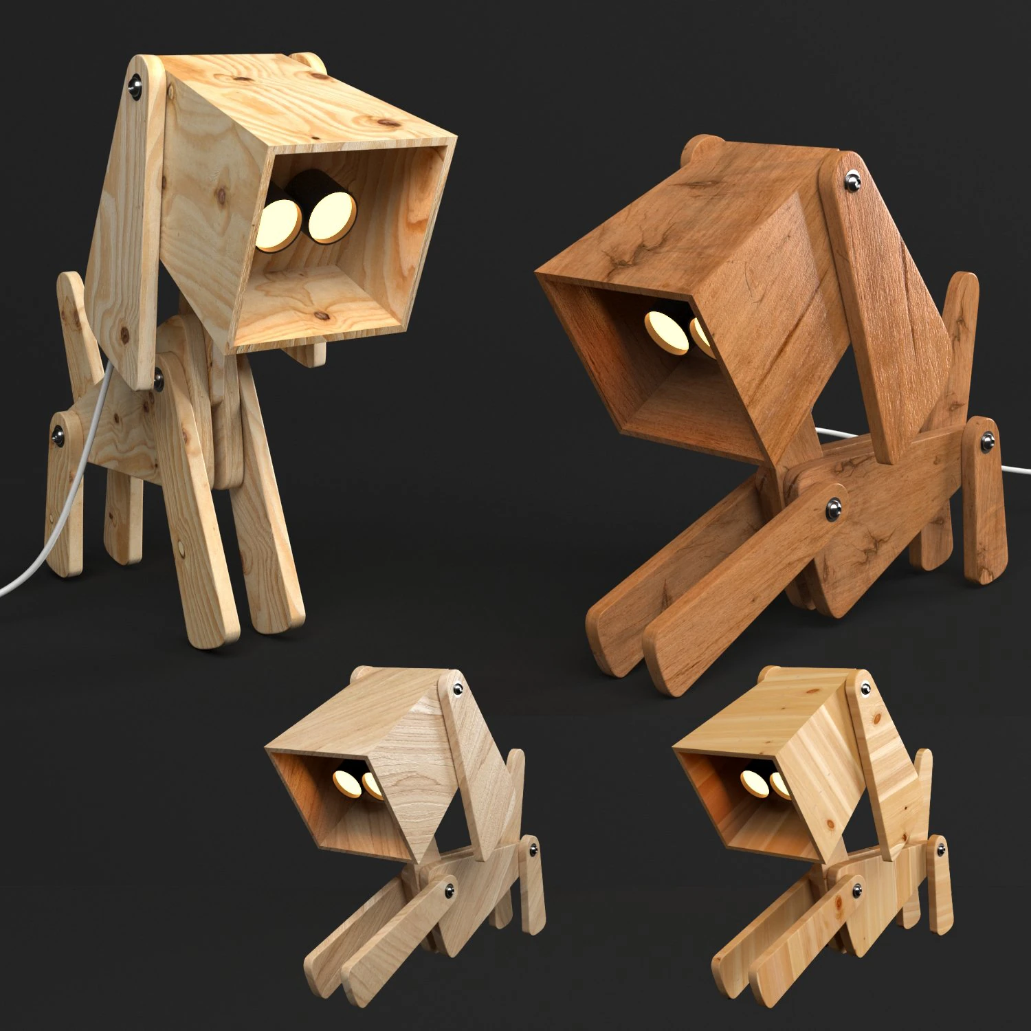 dogi adjustable wooden table lamp 3D Model .c4d .max .obj .3ds .fbx .stl .blend 