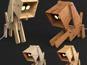 регульована дерев'яна настільна лампа dogi 3D Модель