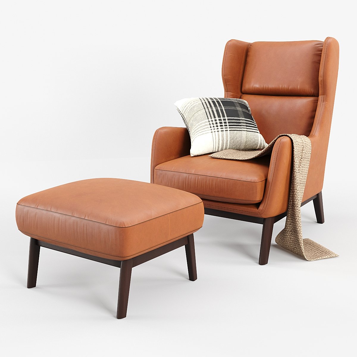Ryder leather chair 2025 & ottoman set