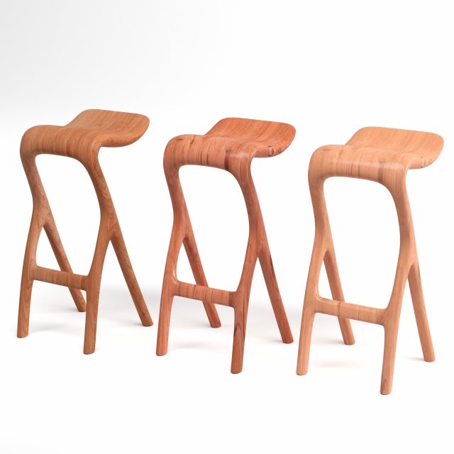 wooden chair bar Model 3D .c4d .max .obj .3ds .fbx .stl .blend 