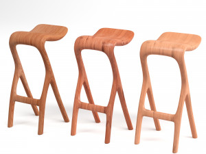 wooden chair bar 3D Model