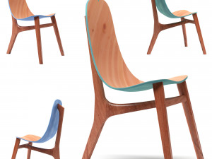blue and green chair wood 3D Model