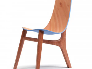 blue and green chair wood 3D Model
