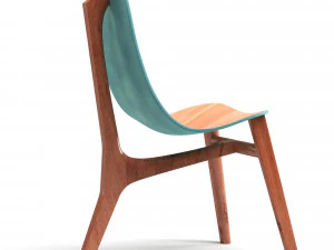 blue and green chair wood 3D Model