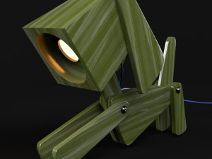 two puppy shaped wooden table lamp Modelo 3D