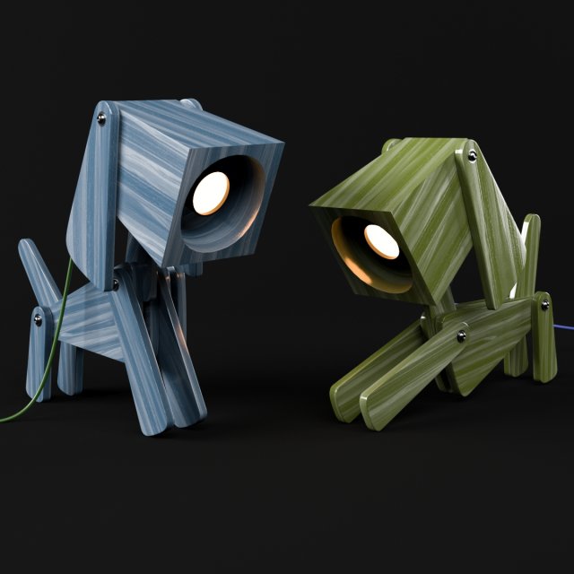 two puppy shaped wooden table lamp Modelo 3D .c4d .max .obj .3ds .fbx .stl .blend 